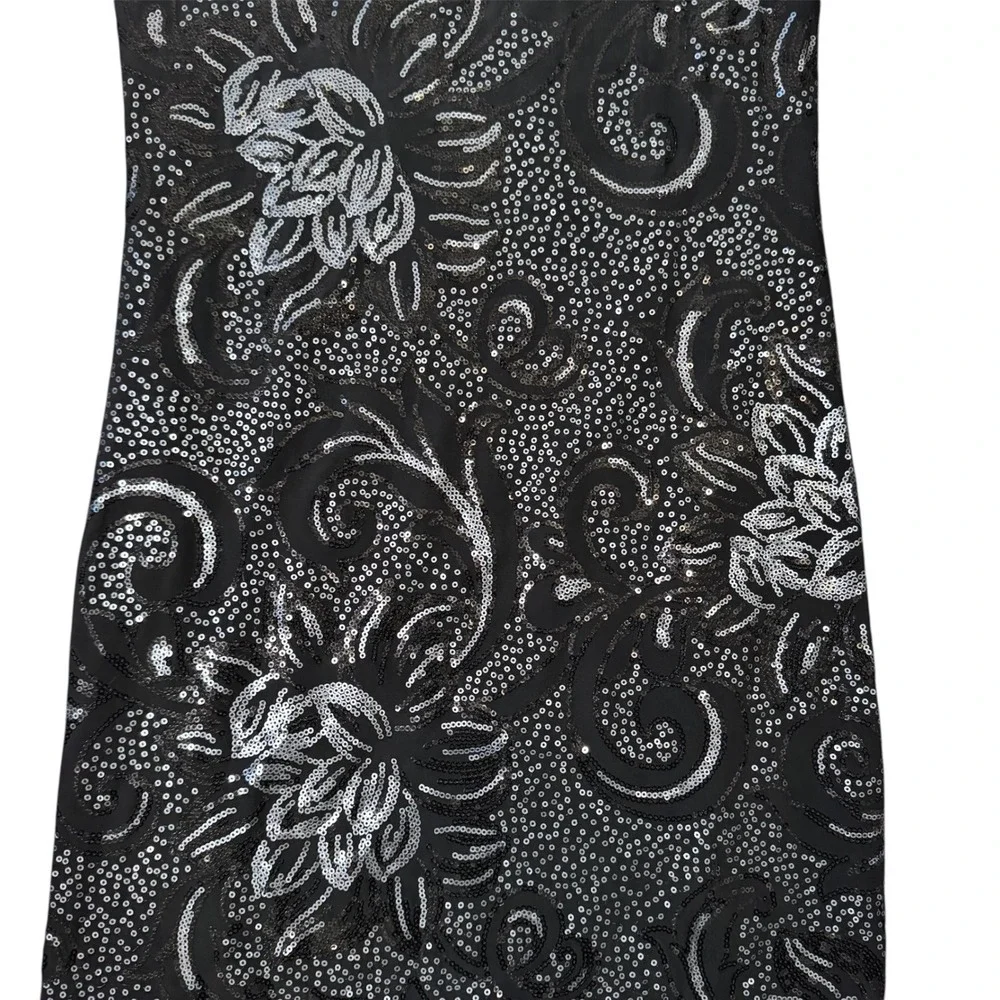 Roper Black Sequin Floral Swirl 3/4 Sleeve Keyhole Dress Women's‎ S Cowgirl